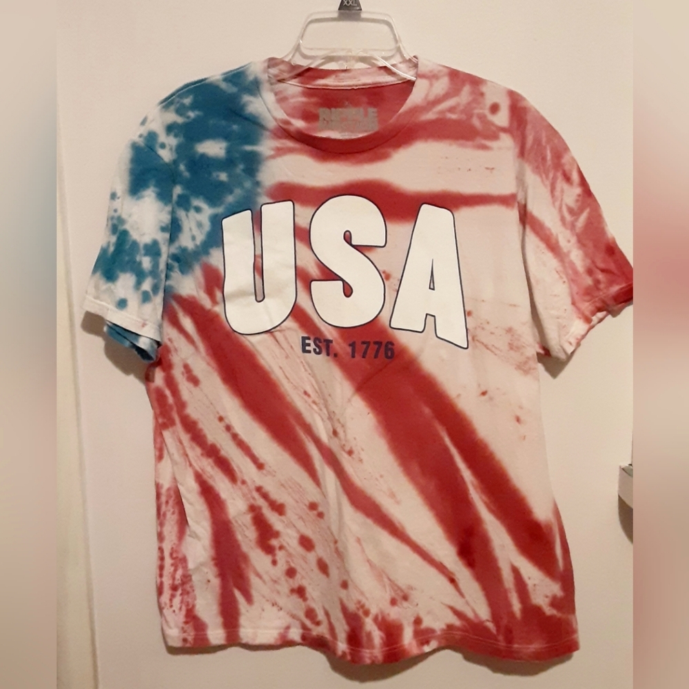 USA Tie Dye Cotton Patriotic Tee JULY 4th
